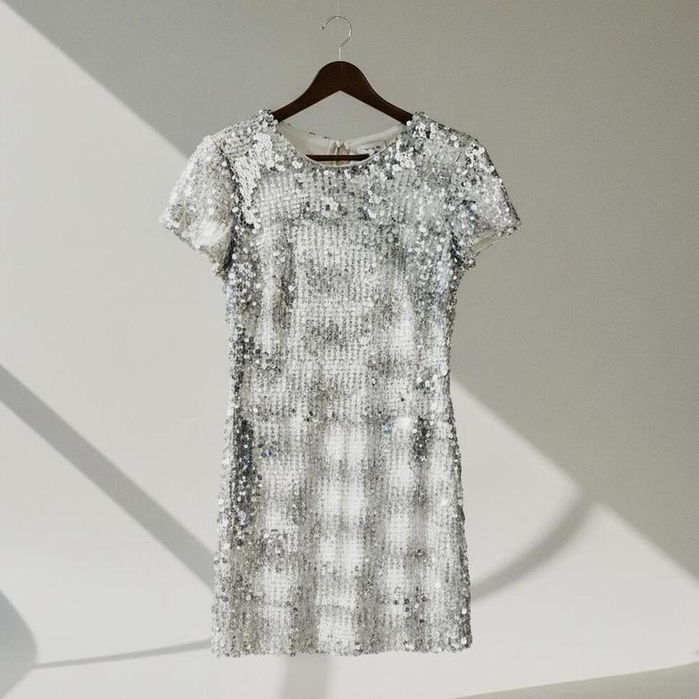 Dress The Population Women's Silver and White Dress